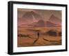 The Lone Figure of an Explorer Watching the Sandfalls of a Barren Planet-Stocktrek Images-Framed Photographic Print