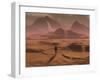 The Lone Figure of an Explorer Watching the Sandfalls of a Barren Planet-Stocktrek Images-Framed Photographic Print