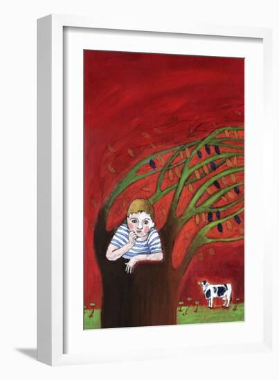 The Loneliness of an Orphan Child, Alone in a Tree, the Wind in the Branches Illustration 2013-Patrizia La Porta-Framed Giclee Print