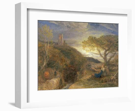 The Lonely Tower, 1868 (W/C and Bodycolour and Gum Arabic on London Board)-Samuel Palmer-Framed Giclee Print