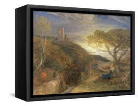 The Lonely Tower, 1868 (W/C and Bodycolour and Gum Arabic on London Board)-Samuel Palmer-Framed Stretched Canvas