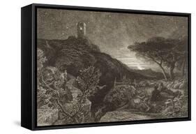 The Lonely Tower, 1879 (Etching)-Samuel Palmer-Framed Stretched Canvas