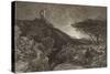 The Lonely Tower, 1879 (Etching)-Samuel Palmer-Stretched Canvas