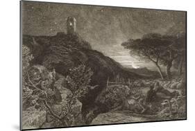 The Lonely Tower, 1879 (Etching)-Samuel Palmer-Mounted Giclee Print