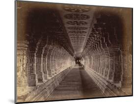 The long colonnade in the Ramalingeshvara Temple, Rameswaram, 1884 photograph-English-Mounted Giclee Print