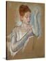 The Long Gloves-Mary Cassatt-Stretched Canvas