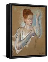 The Long Gloves-Mary Cassatt-Framed Stretched Canvas