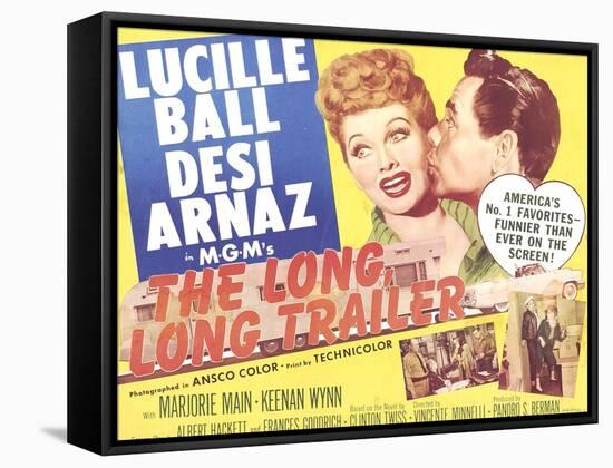 The Long, Long Trailer, Lucille Ball, Desi Arnaz on title lobbycard, 1954-null-Framed Stretched Canvas