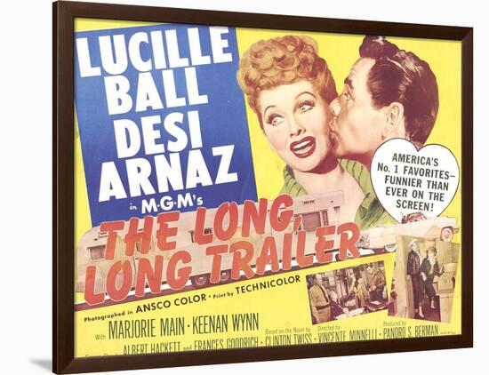 The Long, Long Trailer, Lucille Ball, Desi Arnaz on title lobbycard, 1954-null-Framed Art Print