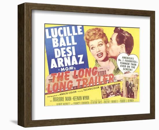 The Long, Long Trailer, Lucille Ball, Desi Arnaz on title lobbycard, 1954-null-Framed Art Print