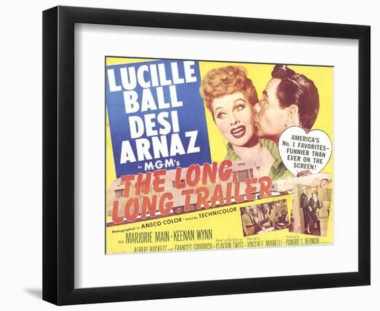 The Long, Long Trailer, Lucille Ball, Desi Arnaz on title lobbycard, 1954-null-Framed Art Print