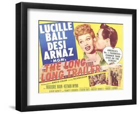 The Long, Long Trailer, Lucille Ball, Desi Arnaz on title lobbycard, 1954-null-Framed Art Print