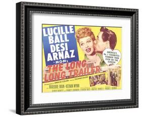 The Long, Long Trailer, Lucille Ball, Desi Arnaz on title lobbycard, 1954-null-Framed Art Print