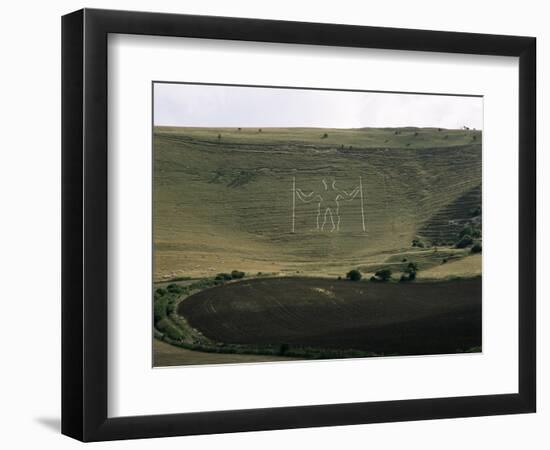 The Long Man, Wilmington, East Sussex, England, United Kingdom-Walter Rawlings-Framed Photographic Print