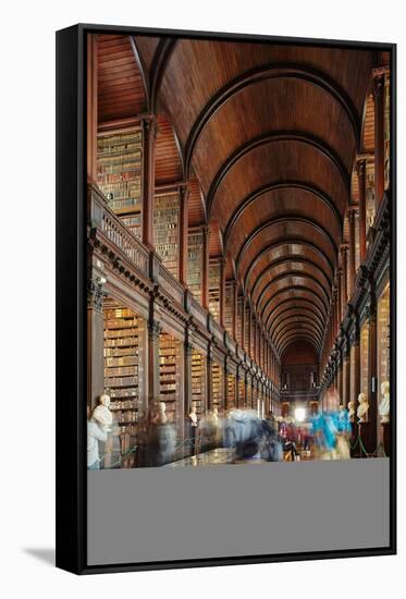 The Long Room in the library of Trinity College, Dublin, Republic of Ireland, Europe-Nigel Hicks-Framed Stretched Canvas