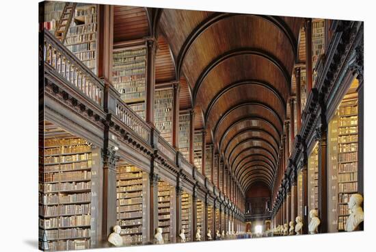 The Long Room in the library of Trinity College, Dublin, Republic of Ireland, Europe-Nigel Hicks-Stretched Canvas