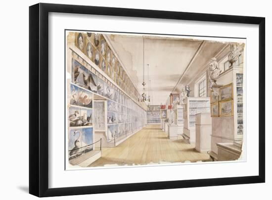 The Long Room, Interior of Front Room in Peale's Museum, 1822 (W/C over Graphite on Paper)-Charles Willson Peale-Framed Giclee Print