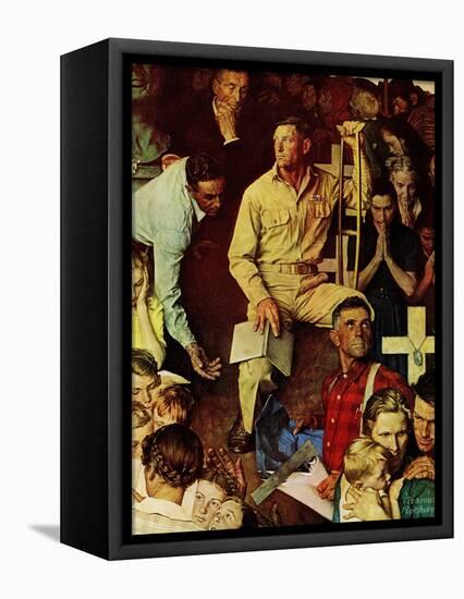 "The Long Shadow of Lincoln", February 10,1945-Norman Rockwell-Framed Stretched Canvas