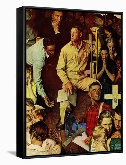 "The Long Shadow of Lincoln", February 10,1945-Norman Rockwell-Framed Stretched Canvas