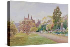 The Long Walk and Flower Border in May - New College, Oxford, C.1918-William Matthison-Stretched Canvas