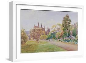 The Long Walk and Flower Border in May - New College, Oxford, C.1918-William Matthison-Framed Giclee Print