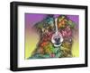 The Look, Dogs, Pets, Animals, White Snout, Purple yellow, Long hair, Pop Art, Stencils, Colorful-Russo Dean-Framed Giclee Print
