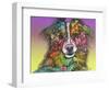 The Look, Dogs, Pets, Animals, White Snout, Purple yellow, Long hair, Pop Art, Stencils, Colorful-Russo Dean-Framed Giclee Print