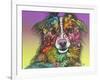 The Look, Dogs, Pets, Animals, White Snout, Purple yellow, Long hair, Pop Art, Stencils, Colorful-Russo Dean-Framed Giclee Print