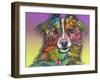 The Look, Dogs, Pets, Animals, White Snout, Purple yellow, Long hair, Pop Art, Stencils, Colorful-Russo Dean-Framed Giclee Print