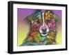 The Look, Dogs, Pets, Animals, White Snout, Purple yellow, Long hair, Pop Art, Stencils, Colorful-Russo Dean-Framed Giclee Print