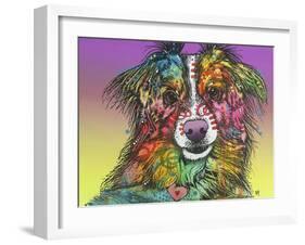 The Look, Dogs, Pets, Animals, White Snout, Purple yellow, Long hair, Pop Art, Stencils, Colorful-Russo Dean-Framed Giclee Print