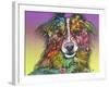 The Look, Dogs, Pets, Animals, White Snout, Purple yellow, Long hair, Pop Art, Stencils, Colorful-Russo Dean-Framed Giclee Print