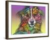 The Look, Dogs, Pets, Animals, White Snout, Purple yellow, Long hair, Pop Art, Stencils, Colorful-Russo Dean-Framed Giclee Print