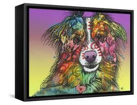 The Look, Dogs, Pets, Animals, White Snout, Purple yellow, Long hair, Pop Art, Stencils, Colorful-Russo Dean-Framed Stretched Canvas
