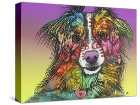 The Look, Dogs, Pets, Animals, White Snout, Purple yellow, Long hair, Pop Art, Stencils, Colorful-Russo Dean-Stretched Canvas