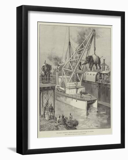 The Looshai Expedition, Shipping Elephants on Board the Simla at Calcutta-William Heysham Overend-Framed Giclee Print