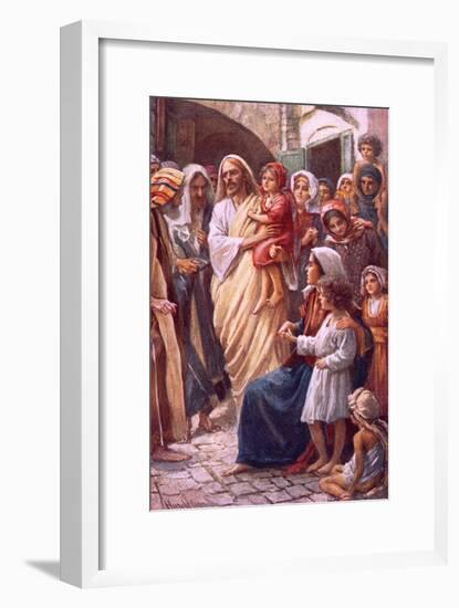 The Lord Blessing the Children-Harold Copping-Framed Giclee Print