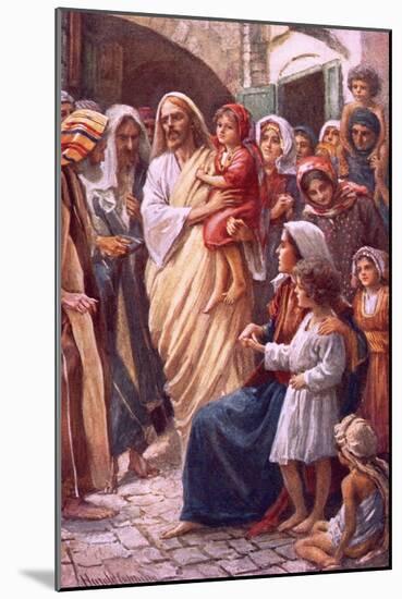 The Lord Blessing the Children-Harold Copping-Mounted Giclee Print