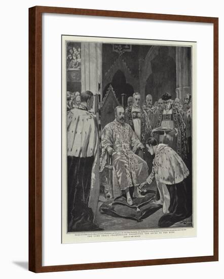 The Lord Great Chamberlain Presenting the Spurs to the King-John Charlton-Framed Giclee Print