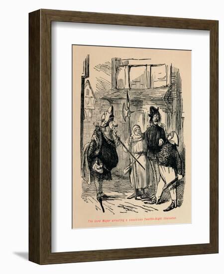 'The Lord Mayor arresting a suspicious Twelfth-Night Character', c1860, (c1860)-John Leech-Framed Giclee Print