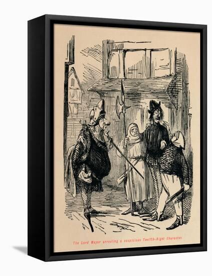 'The Lord Mayor arresting a suspicious Twelfth-Night Character', c1860, (c1860)-John Leech-Framed Stretched Canvas