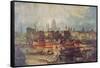 The Lord Mayor's Procession by Water to Westminster, London, C1820-null-Framed Stretched Canvas