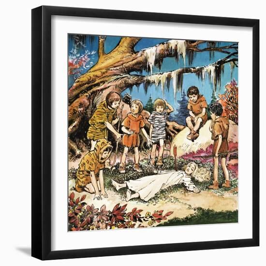 The Lost Boys' Concern for Injured Wendy, Illustration from 'Peter Pan' by J.M. Barrie-Nadir Quinto-Framed Giclee Print