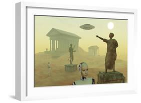 The Lost City of Atlantis, Being Rediscovered by its Ancient Builders-null-Framed Art Print