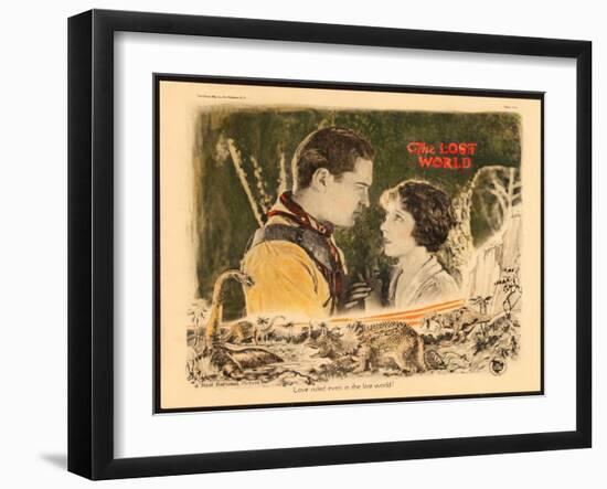 THE LOST WORLD, l-r: Lloyd Hughes, Bessie Love on lobbycard, 1925.-null-Framed Art Print