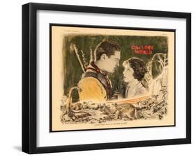 THE LOST WORLD, l-r: Lloyd Hughes, Bessie Love on lobbycard, 1925.-null-Framed Art Print