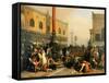 The Lottery Draw in Piazza San Marco-Lorenzo Lotto-Framed Stretched Canvas