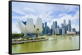 The Lotus Flower Shaped Artscience Museum Overlooking Marina Bay and the Financial District Skyline-Fraser Hall-Framed Stretched Canvas