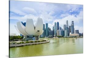 The Lotus Flower Shaped Artscience Museum Overlooking Marina Bay and the Financial District Skyline-Fraser Hall-Stretched Canvas