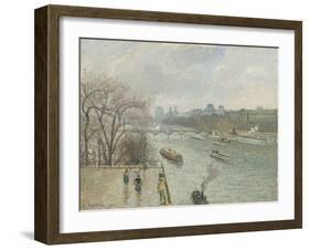 The Louvre, Afternoon, Rainy Weather, 1900-Camille Pissarro-Framed Giclee Print